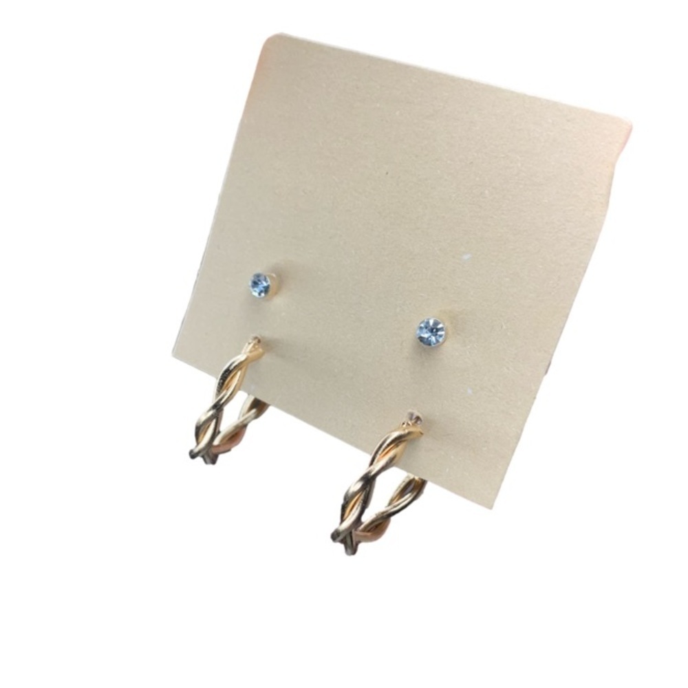 Diamond gold hoop set